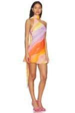 Elena One Shoulder Lace-up Mini Dress - Image 4
