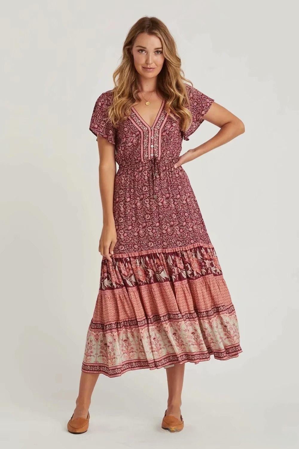 ellie-printed-v-neck-midi-dress-sd0020703749-orange-s-sunfere-200177 Ellie Printed V-neck Midi Dress - Image 1