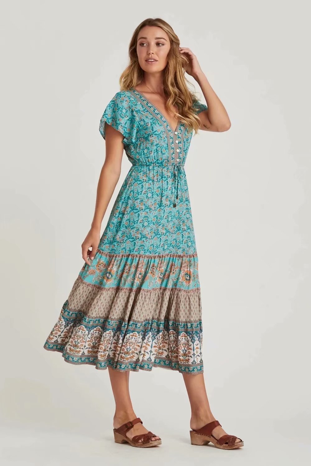 ellie-printed-v-neck-midi-dress-sd0020703749-turquoise-s-sunfere-441870 Ellie Printed V-neck Midi Dress - Image 4