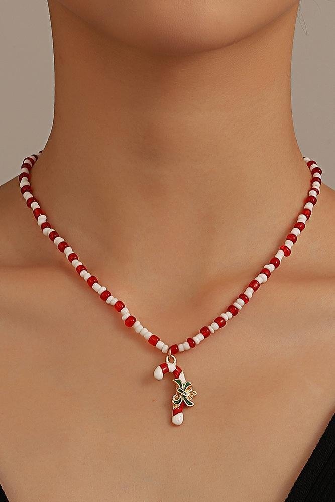 enamelled-candy-cane-beaded-necklace-sa00611141911-red-sunfere-645175 Enamelled Candy Cane Beaded Necklace - Image 1