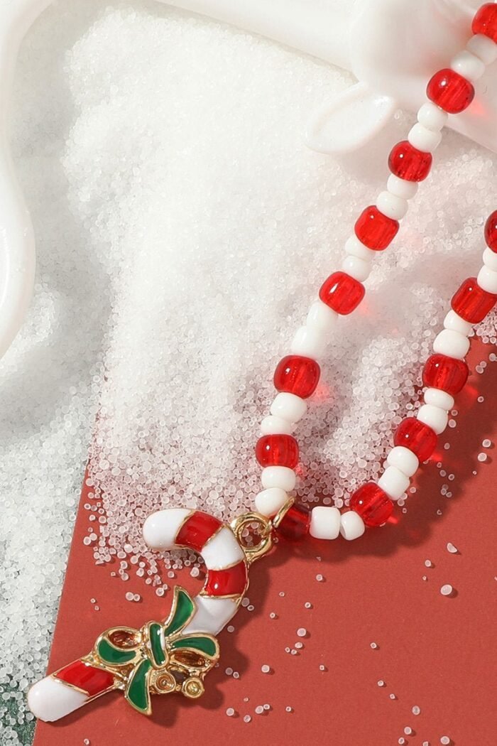 Enamelled Candy Cane Beaded Necklace - Image 2