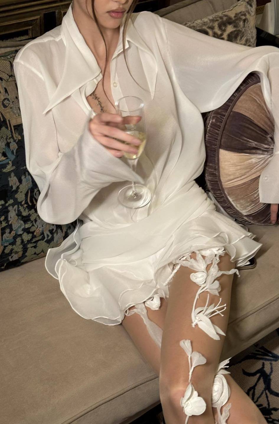 felicia-chiffon-mini-shirt-dress-sd00601192161-white-s-sunfere-197431 Felicia Chiffon Mini Shirt Dress - Image 2
