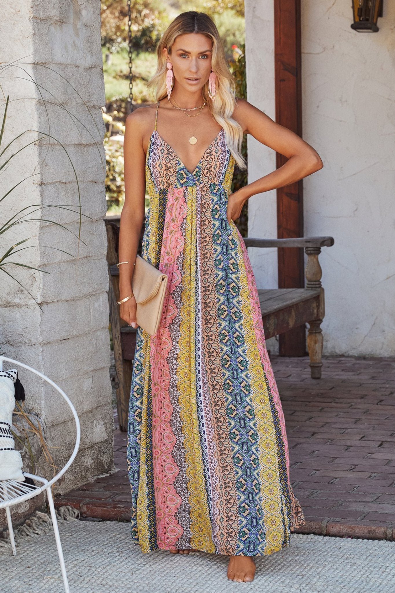 freda-print-stripe-backless-maxi-sundress-sd0020516302-multi-s-sunfere-451528 Freda Print Stripe Backless Maxi Sundress - Image 1