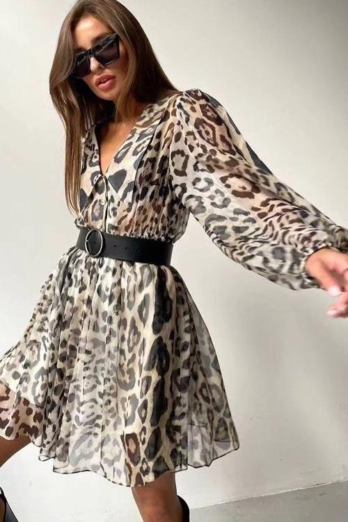 gail-printed-v-neck-belted-chiffon-mini-dress-sd00209281629-brown-s-sunfere-184598 Gail Printed V-neck Belted Chiffon Mini Dress - Image 1