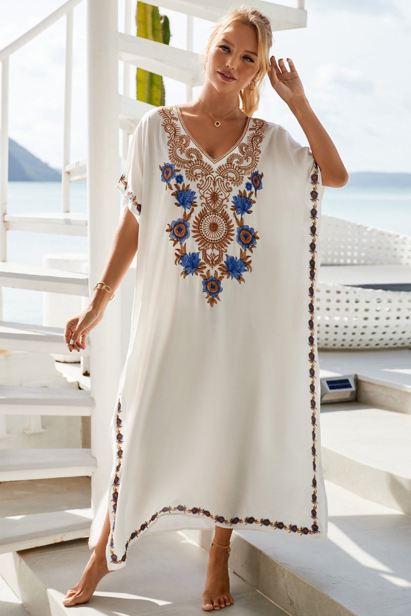 gene-embroidered-maxi-kaftan-sw0020710816-white-one-size-sunfere-400659 Gene Embroidered Maxi Kaftan - Image 3