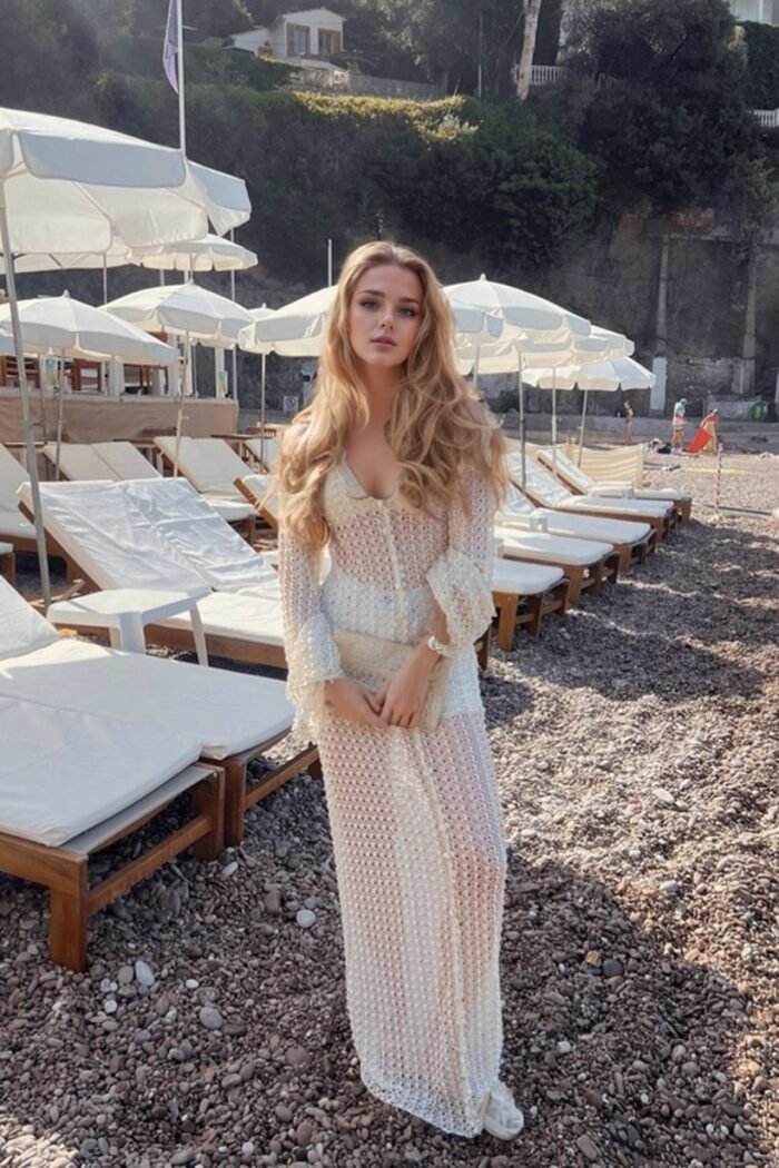 Georgia V-neck Crochet Maxi Dress - Image 4