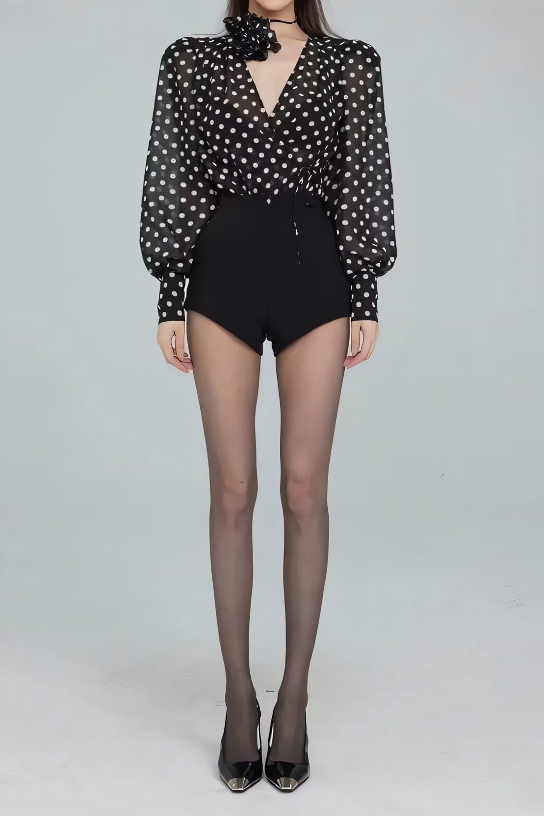 gilda-polka-dot-long-sleeve-blouse-st00602022264-black-s-sunfere-854021 Gilda Polka Dot Long Sleeve Blouse - Image 2