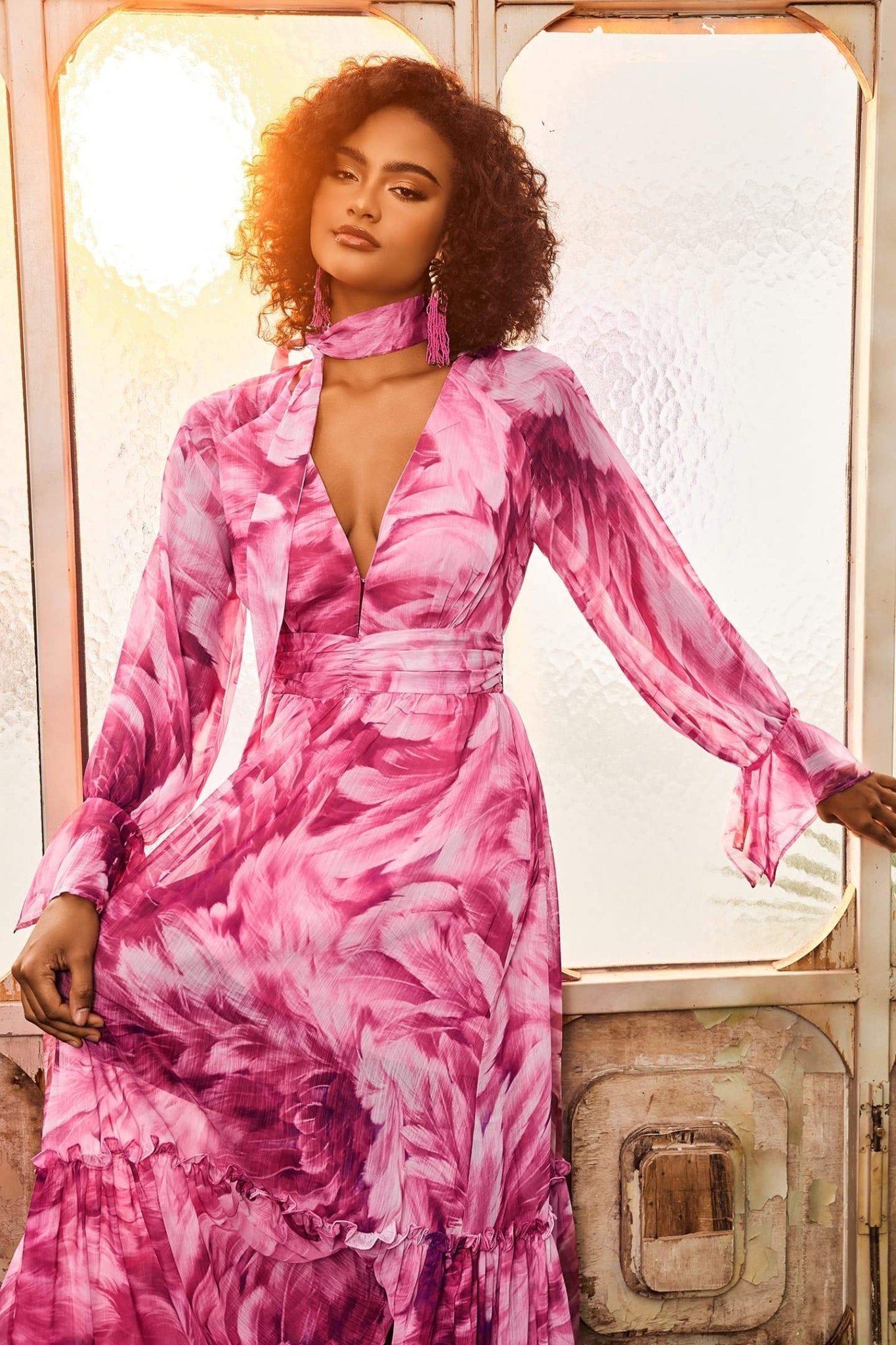 gilda-v-neck-chiffon-maxi-dress-sd00602262314-pink-s-sunfere-217442 Gilda V-neck Chiffon Maxi Dress - Image 3