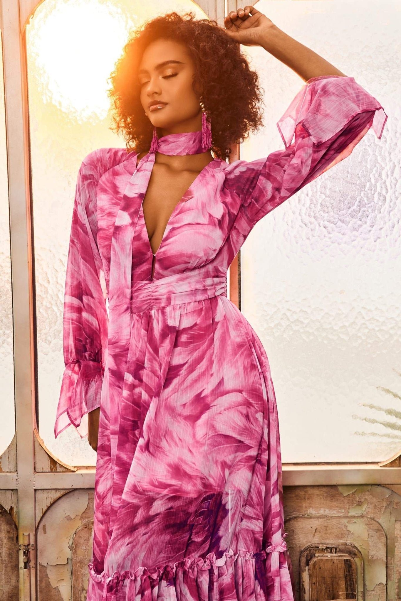 gilda-v-neck-chiffon-maxi-dress-sd00602262314-pink-s-sunfere-714960 Gilda V-neck Chiffon Maxi Dress - Image 1