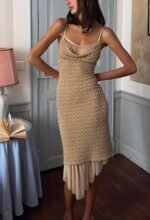 Gill Layered Textured Flare Midi Dress - Image 3