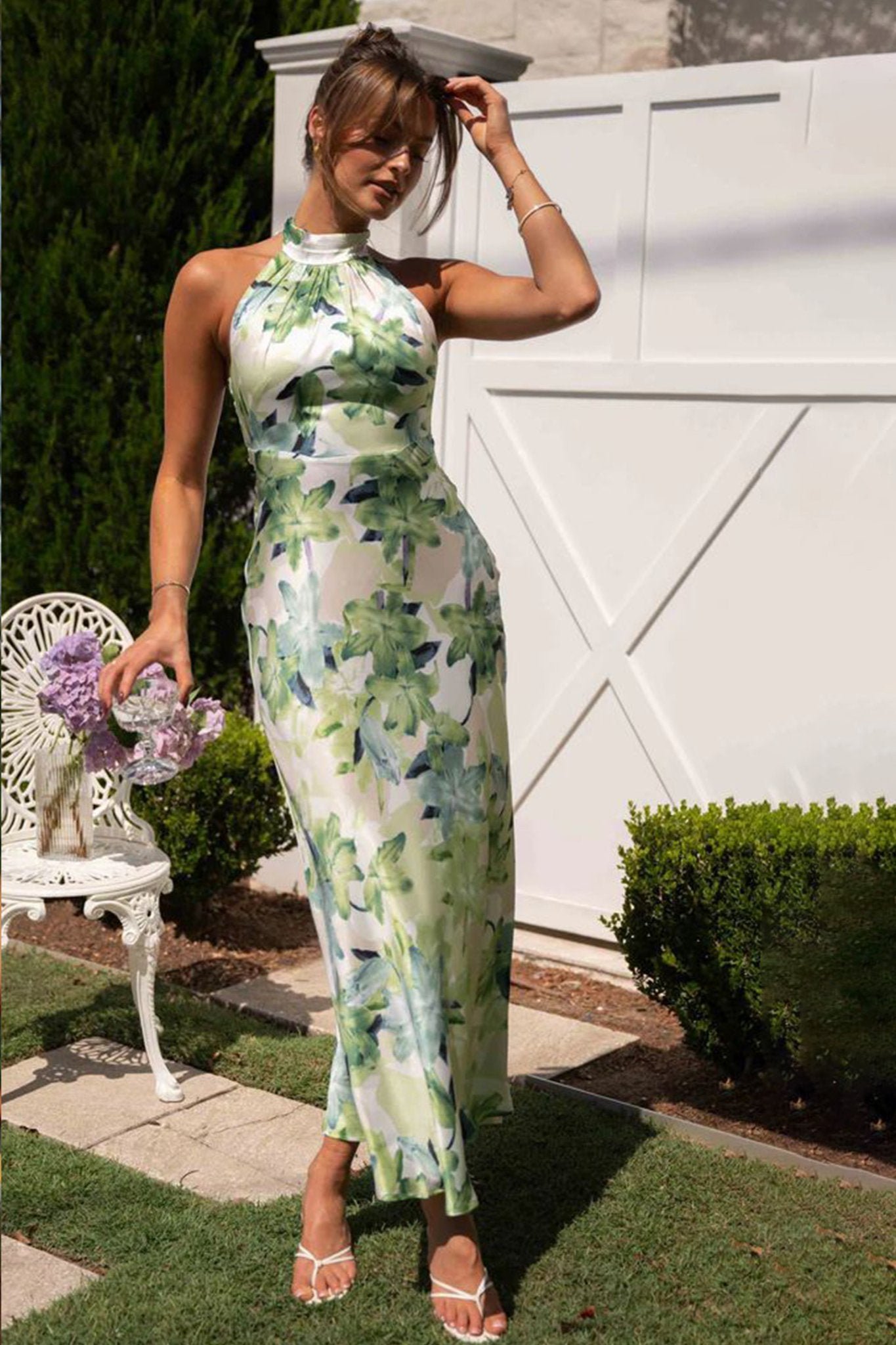 gill-printed-halterneck-backless-satin-midi-dress-sd0020516291-green-s-sunfere-923170 Gill Printed Halterneck Backless Satin Midi Dress - Image 1