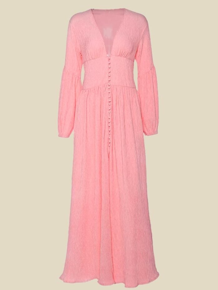 Giselle V-neck Plisse Maxi Milkmaid Dress - Image 7