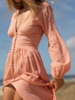Giselle V-neck Plisse Maxi Milkmaid Dress - Image 5
