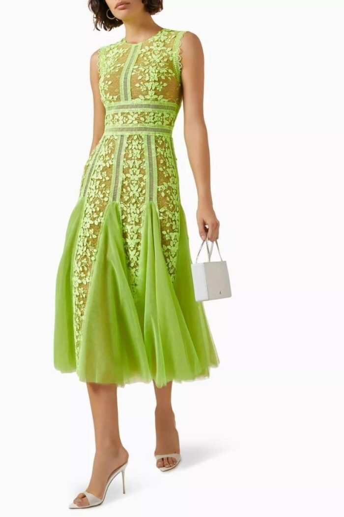 Heather Embroidered Lace Midi Dress - Image 1