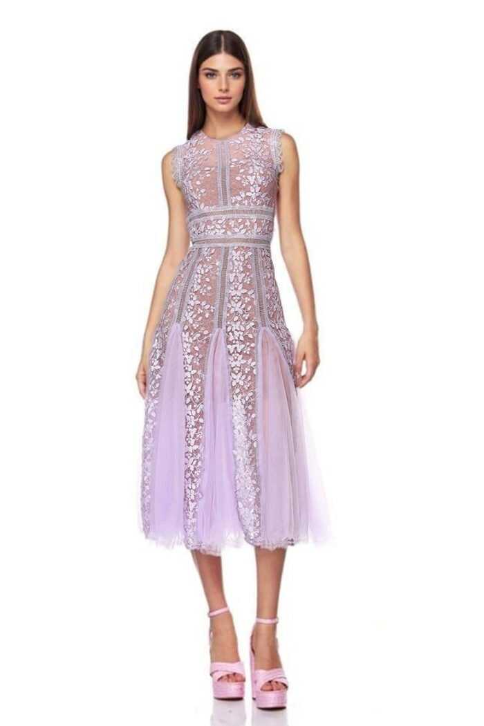 Heather Embroidered Lace Midi Dress - Image 5