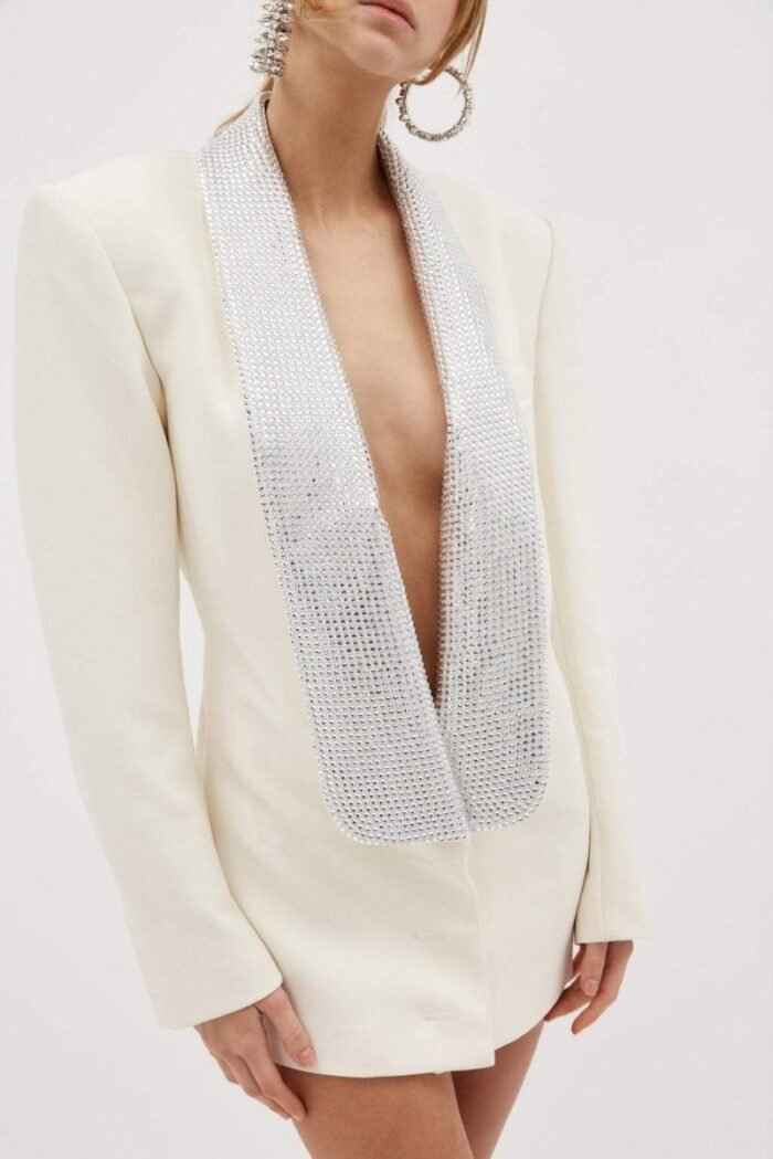 Hedy Diamante V-neck Backless Blazer Dress - Image 8