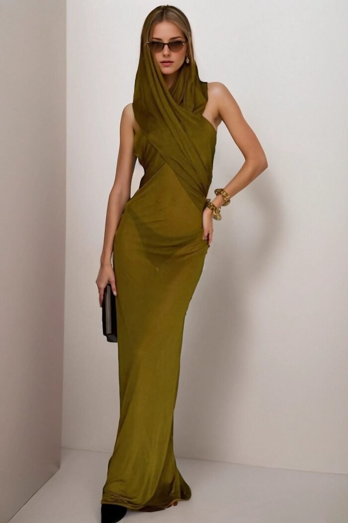 Hermosa Backless Hooded Maxi Dress - Image 1