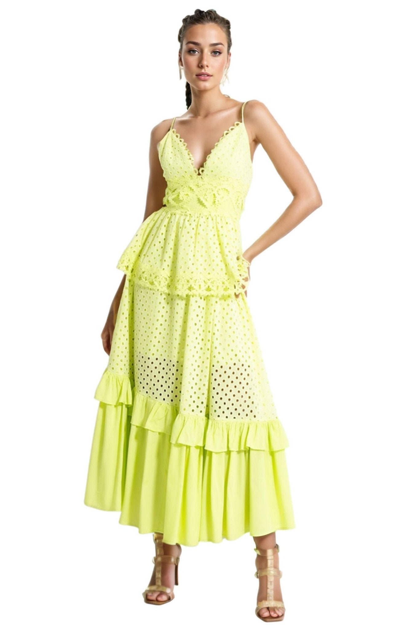 janet-v-neck-ruffle-maxi-slip-dress-sd00601232180-light-green-s-sunfere-376035 Janet V-neck Ruffle Maxi Slip Dress - Image 1