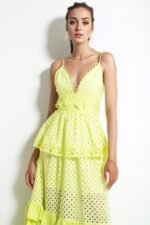 Janet V-neck Ruffle Maxi Slip Dress - Image 3