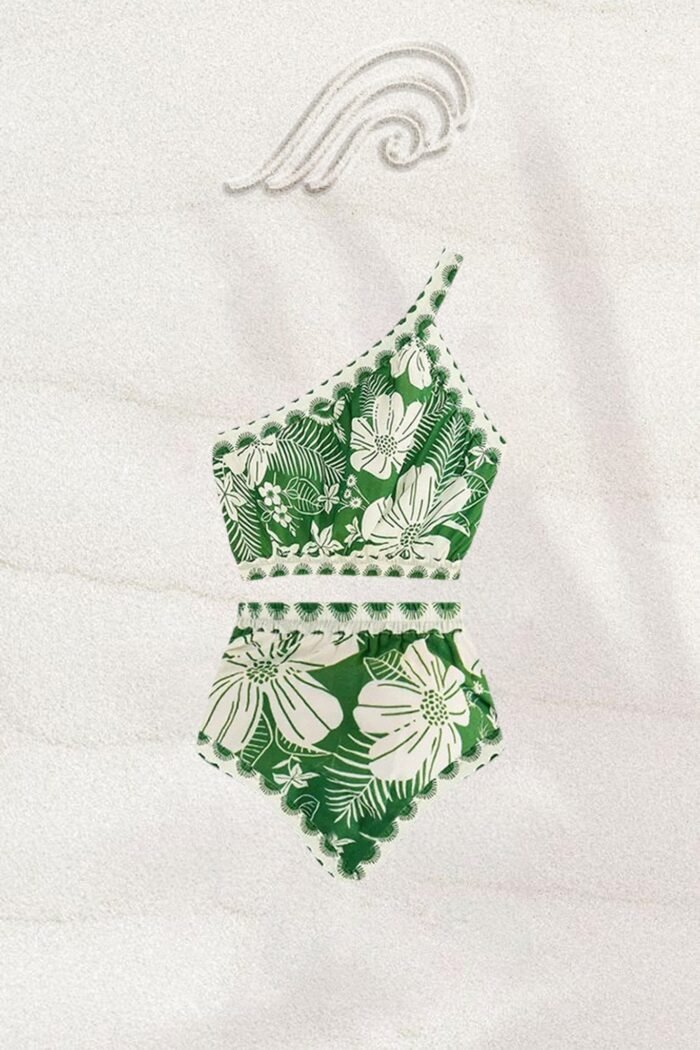 Jasmine One-shoulder Tropical Swim Set - Image 3