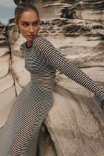 Jill Sheer Strip Knit Maxi Dress - Image 3