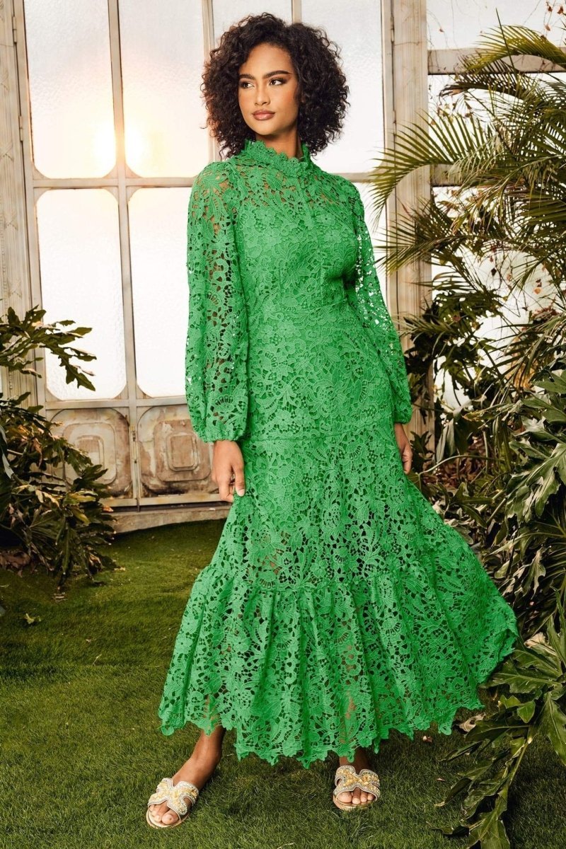 joa-embroidered-lace-trimmed-flare-maxi-dress-sd00210061658-green-s-sunfere-811018 Joa Embroidered Lace Trimmed Flare Maxi Dress - Image 2