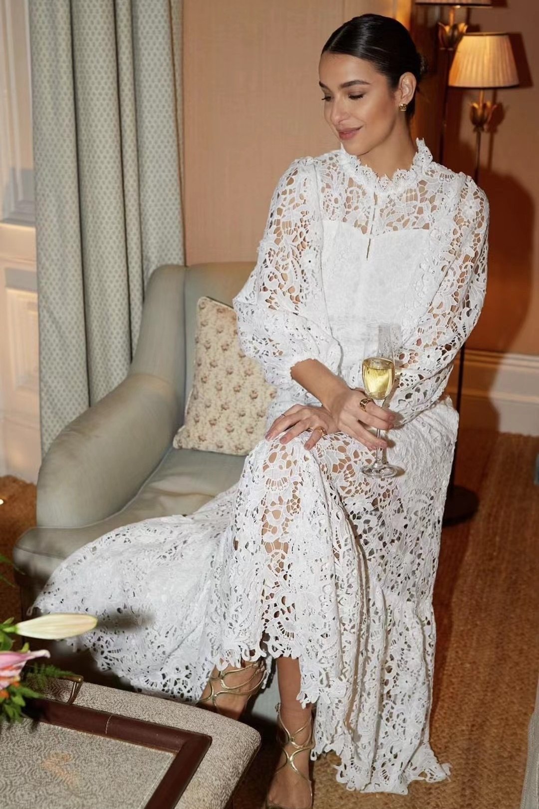 joa-embroidered-lace-trimmed-flare-maxi-dress-sd00210061658-white-xl-sunfere-443648 Joa Embroidered Lace Trimmed Flare Maxi Dress - Image 14