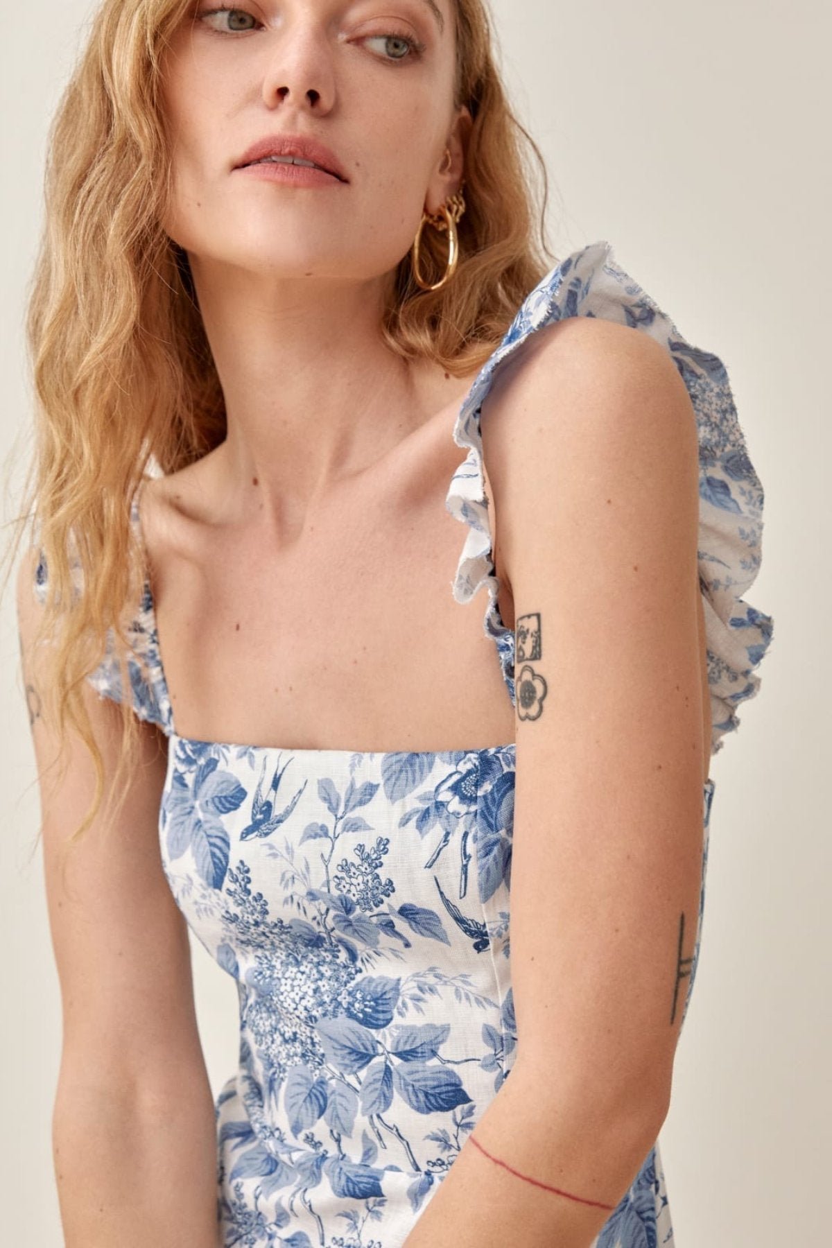 joa-printed-ruffle-strap-slit-midi-dress-sd0020626624-blue-s-sunfere-700393 Joa Printed Ruffle Strap Slit Midi Dress - Image 3