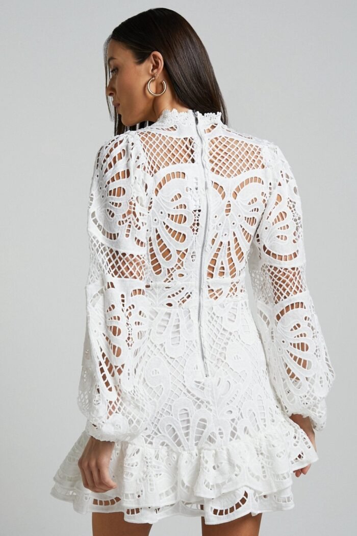 Jodie Lace Ruffle Tiered Mini Dress - Image 4