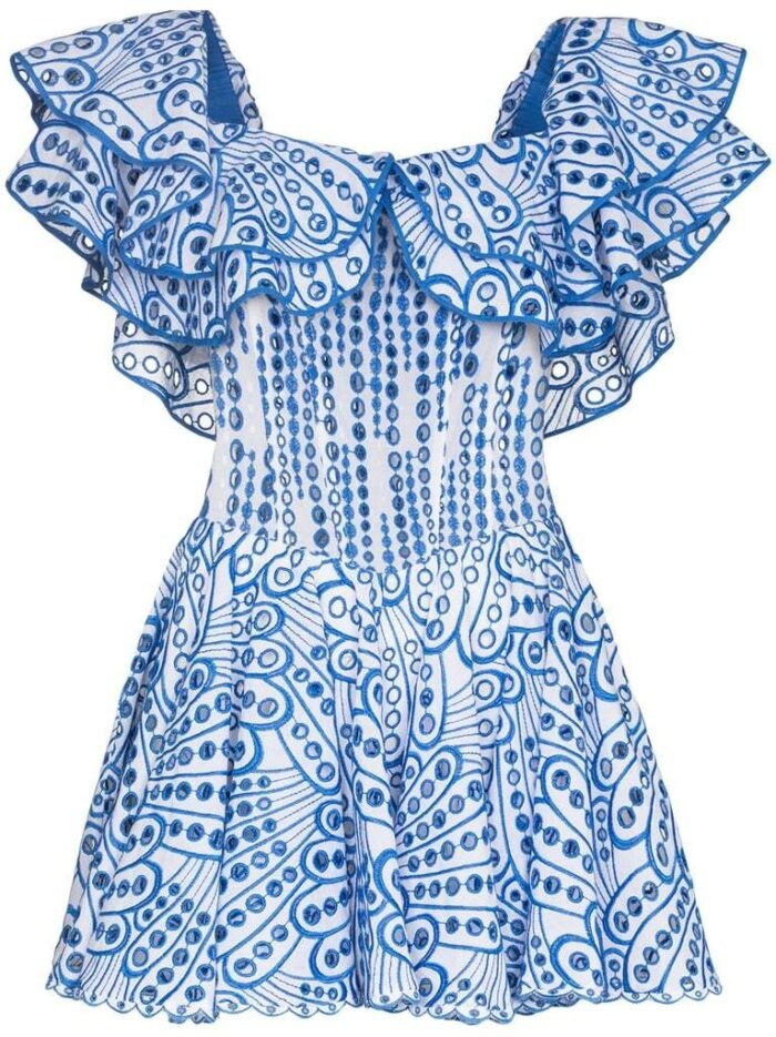 Dolly Embroidered Lace Ruffle Bodice Flare Mini Dress - Image 11