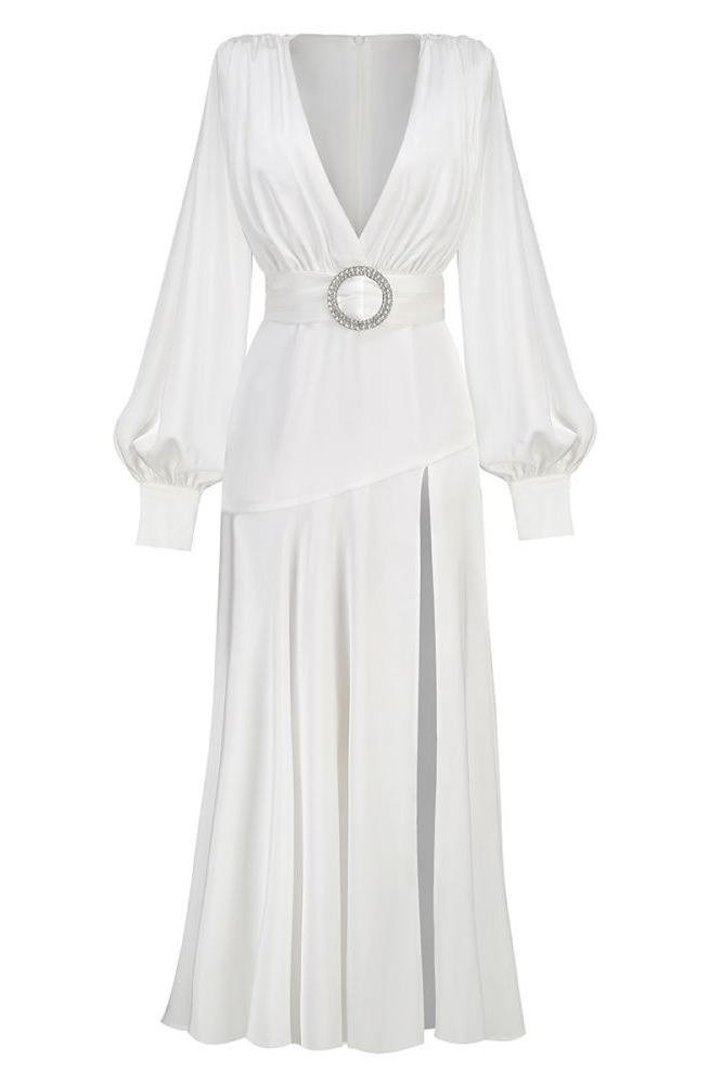 jpg_42e575e9-4ef1-4e42-ab9d-c6260cb635a5 Phoebe V-neck Belted Slit Maxi Dress - Image 7