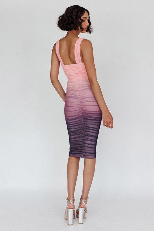 jpg_a656f4fa-26a3-4d14-b66b-7f100251cdca Nelly Printed Gathered Mesh Midi Dress - Image 7