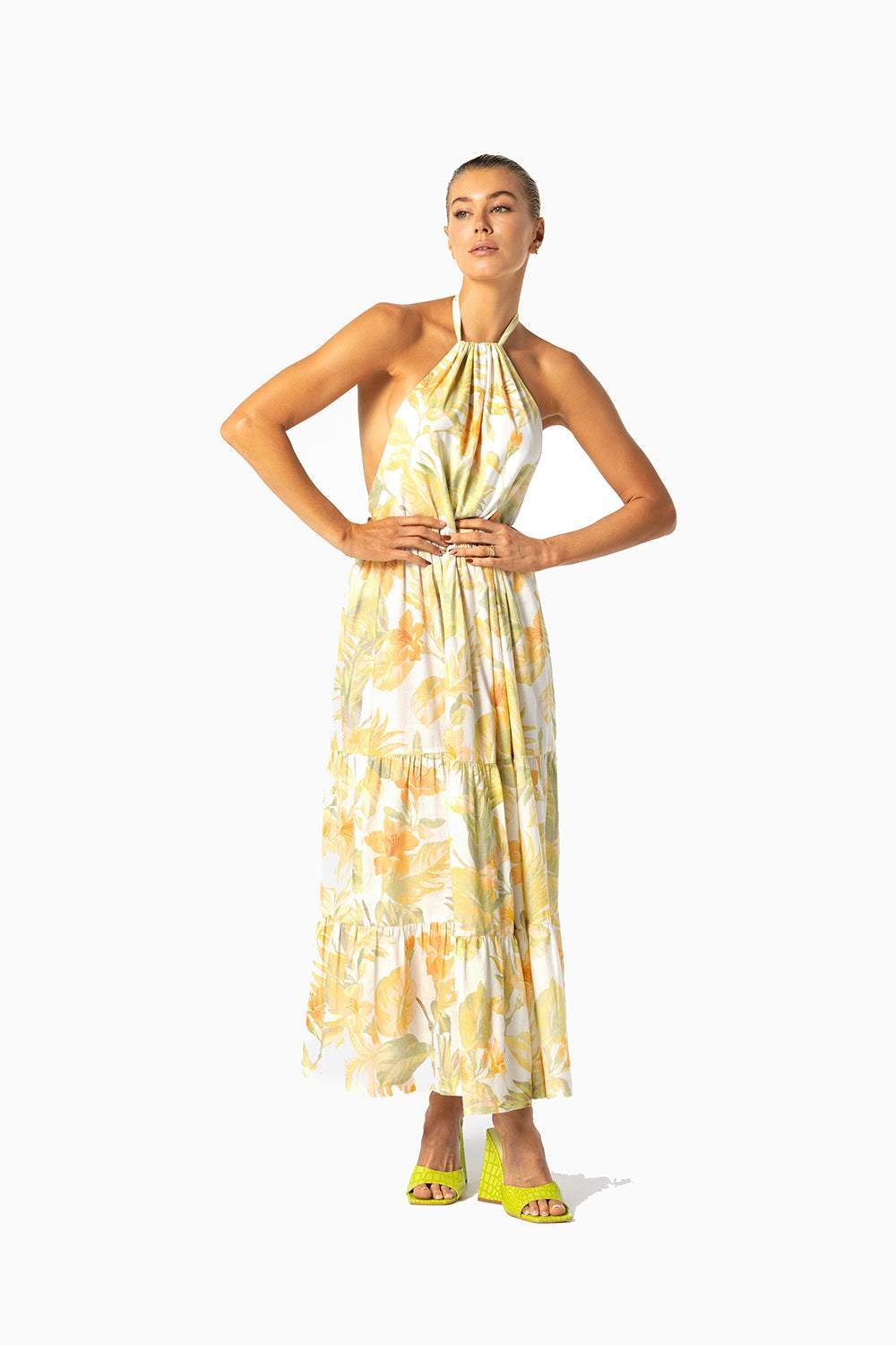 jpg_b9b28035-7e90-4eb5-8a24-3cd2860b406f Ely Printed Sunflower Halterneck Backless Maxi Dress - Image 5