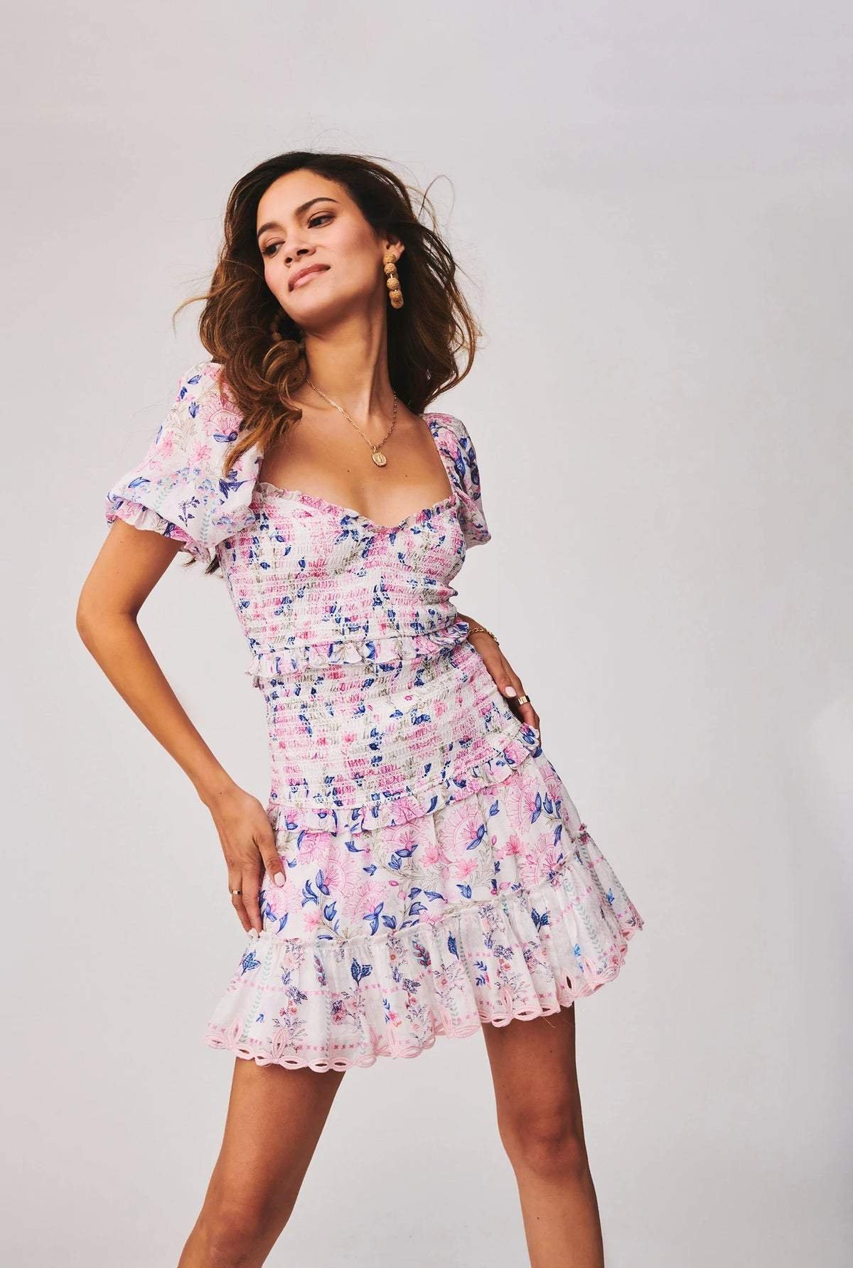 judith-printed-ruffle-shirred-tiered-mini-dress-sd0020626627-pink-s-sunfere-922205 Judith Printed Ruffle Shirred Tiered Mini Dress - Image 1