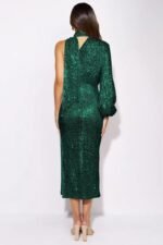 Judith Sequins Halterneck Asymmetry Midi Dress - Image 8