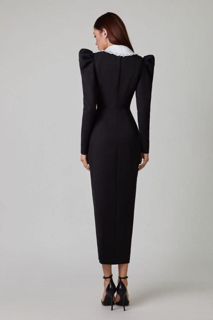 Kathy Peter Pan Collar V-neck Midi Dress - Image 5