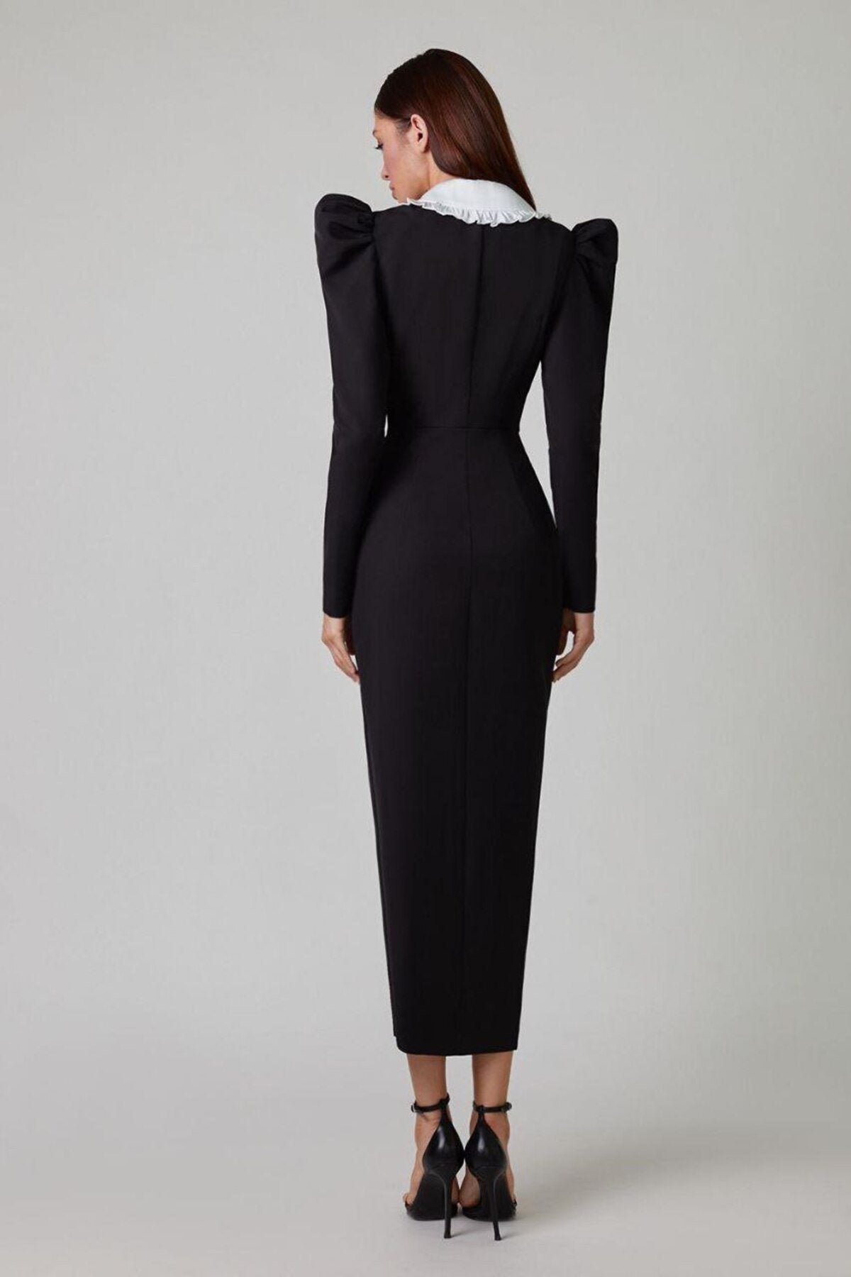 kathy-peter-pan-collar-v-neck-midi-dress-sd00601242194-black-s-sunfere-770670 Kathy Peter Pan Collar V-neck Midi Dress - Image 5