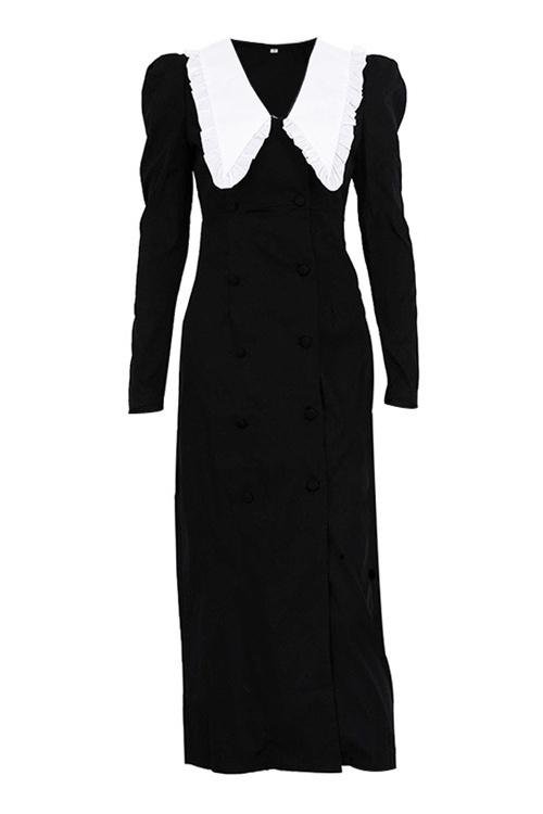 kathy-peter-pan-collar-v-neck-midi-dress-sd00601242194-black-s-sunfere-839956 Kathy Peter Pan Collar V-neck Midi Dress - Image 8