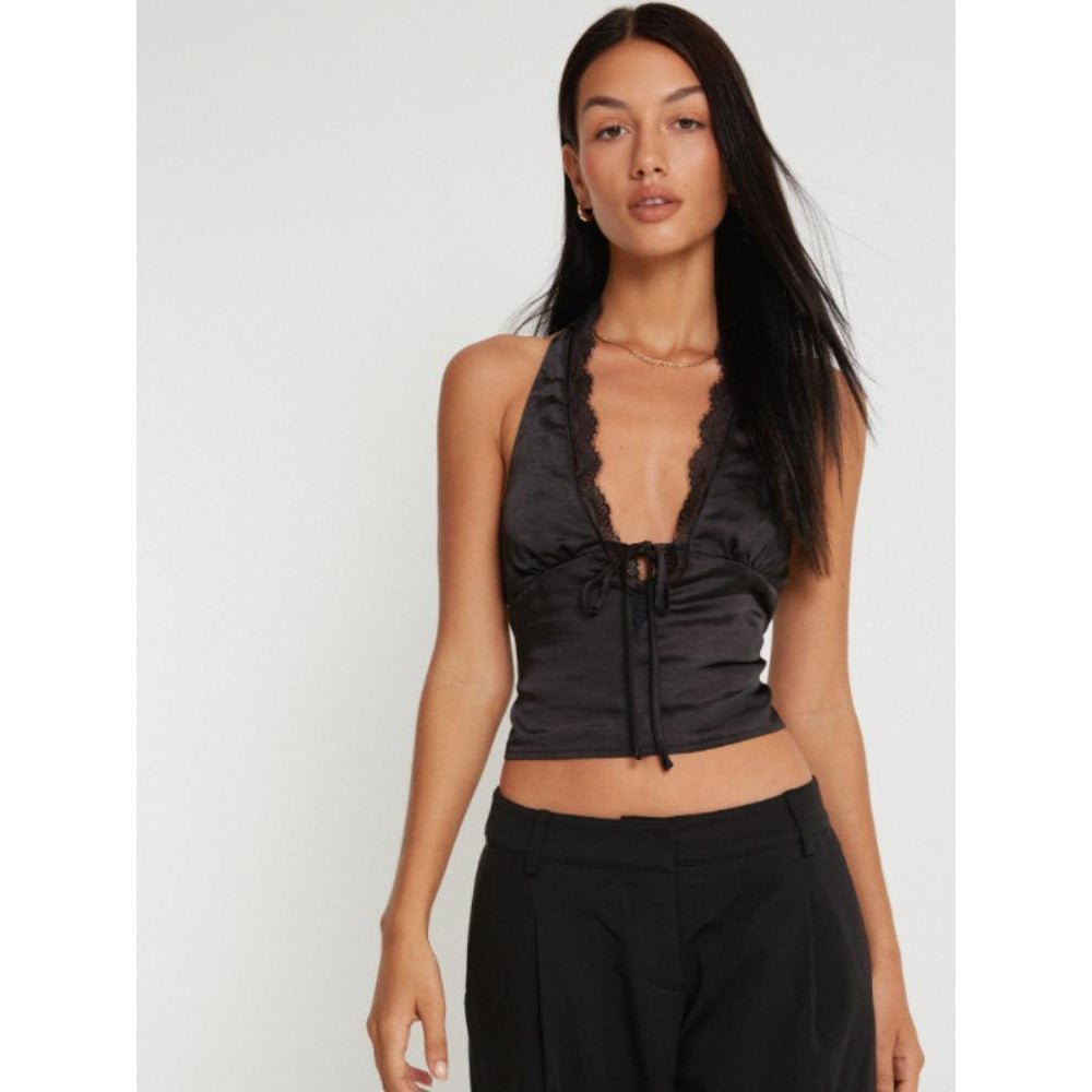 kay-lace-trim-halter-satin-top-723a92891877434-black-s-sunfere-906777 Kay Lace Trim Halter Satin Top - Image 2