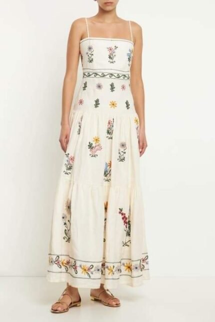 Lilah Floral Embroidered Maxi Slip Dress