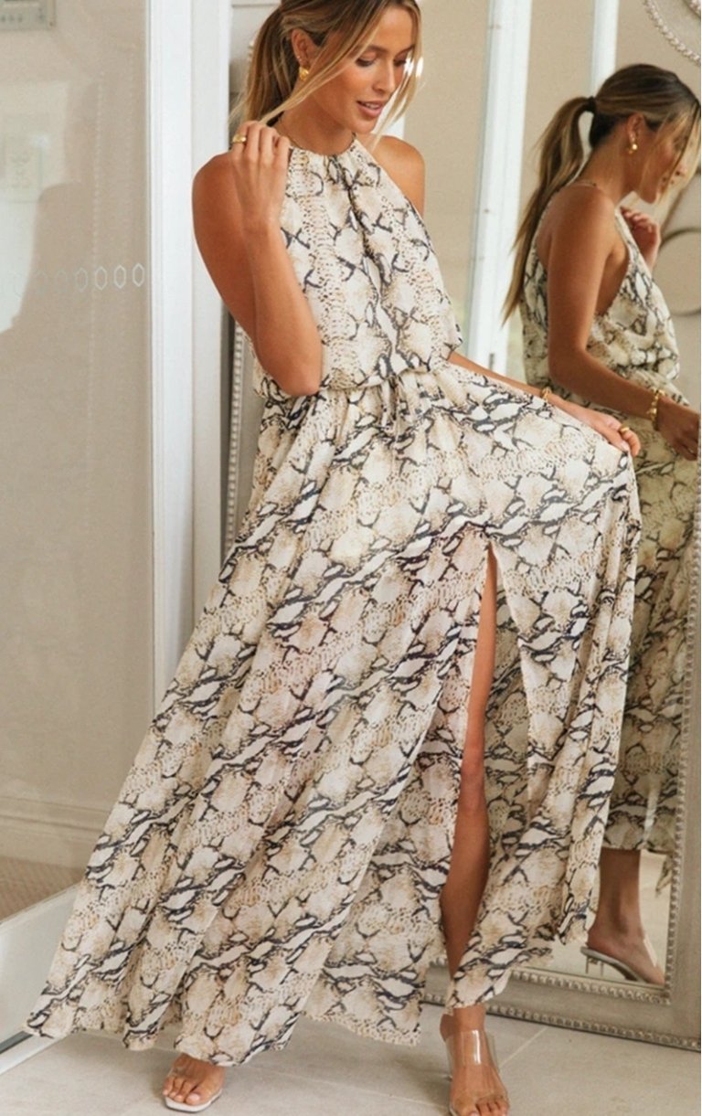 lilian-printed-halterneck-slit-maxi-dress-sd0020626569-brown-s-sunfere-989292 Lilian Printed Halterneck Slit Maxi Dress - Image 1