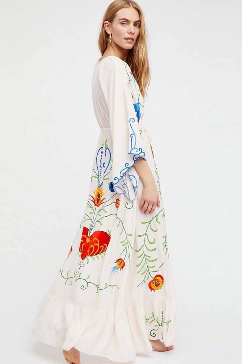 lola-embroidered-v-neck-lace-up-dress-sd0020611462-white-s-sunfere-847048 Lola Embroidered V-neck Lace Up Dress - Image 2