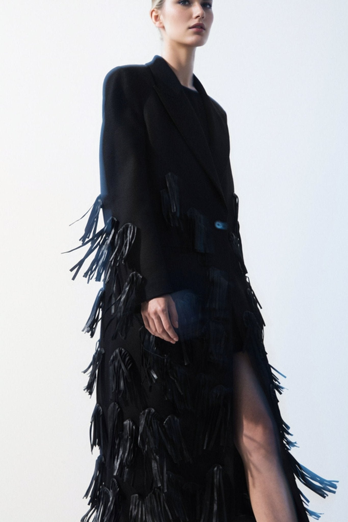 louisa-leather-tasseled-wool-coat-so00601092106-black-xs-sunfere-149532 Louisa Leather-Tasseled Wool Coat - Image 1