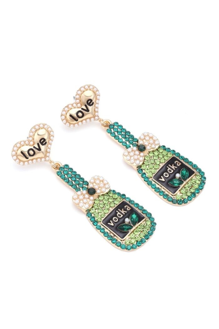 Love Bottle Diamante Pendant Earrings - Image 3
