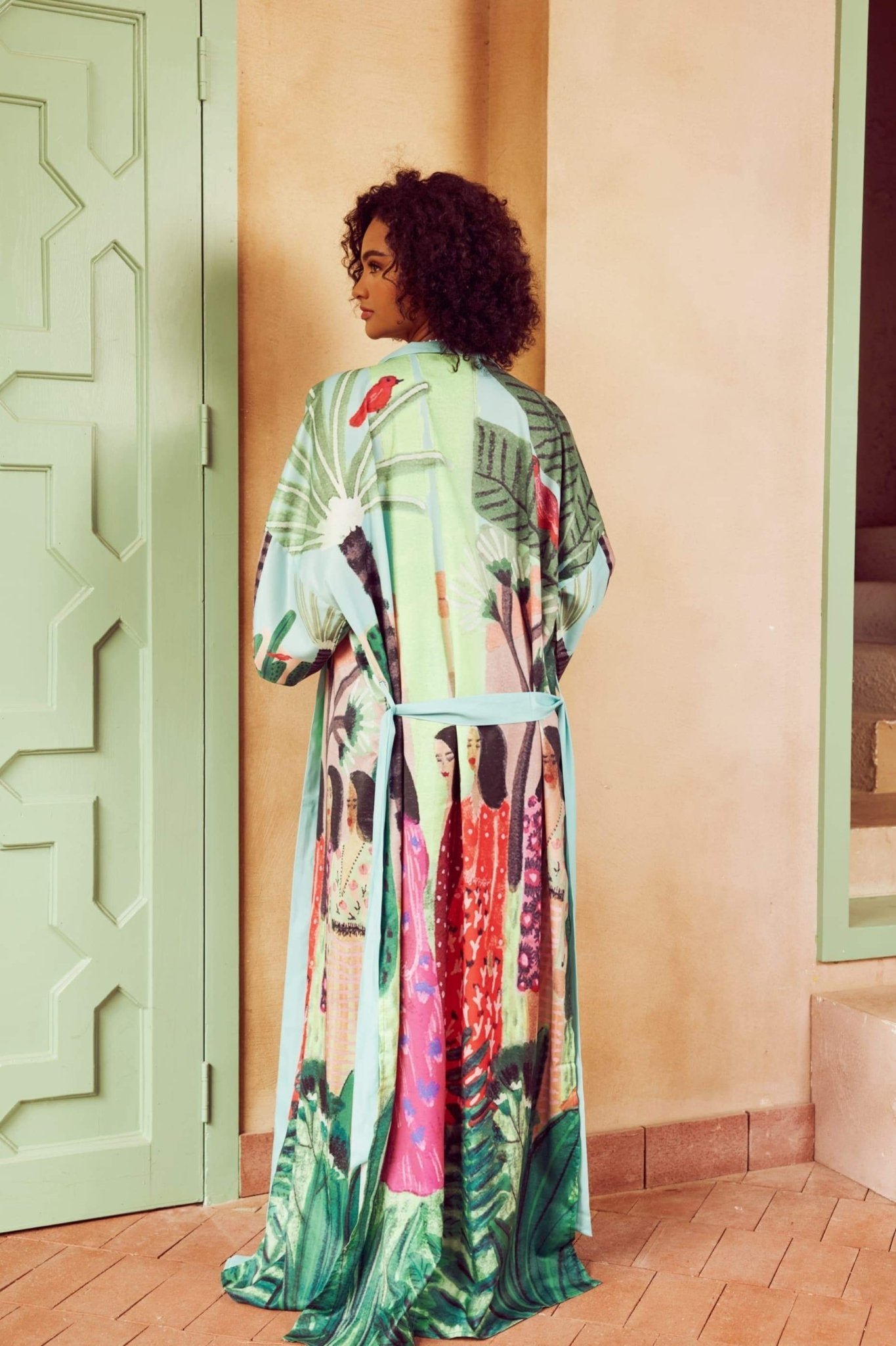 lucinda-tropical-print-belted-kimono-so00602262376-green-m-sunfere-797106 Lucinda Tropical Print Belted Kimono - Image 7