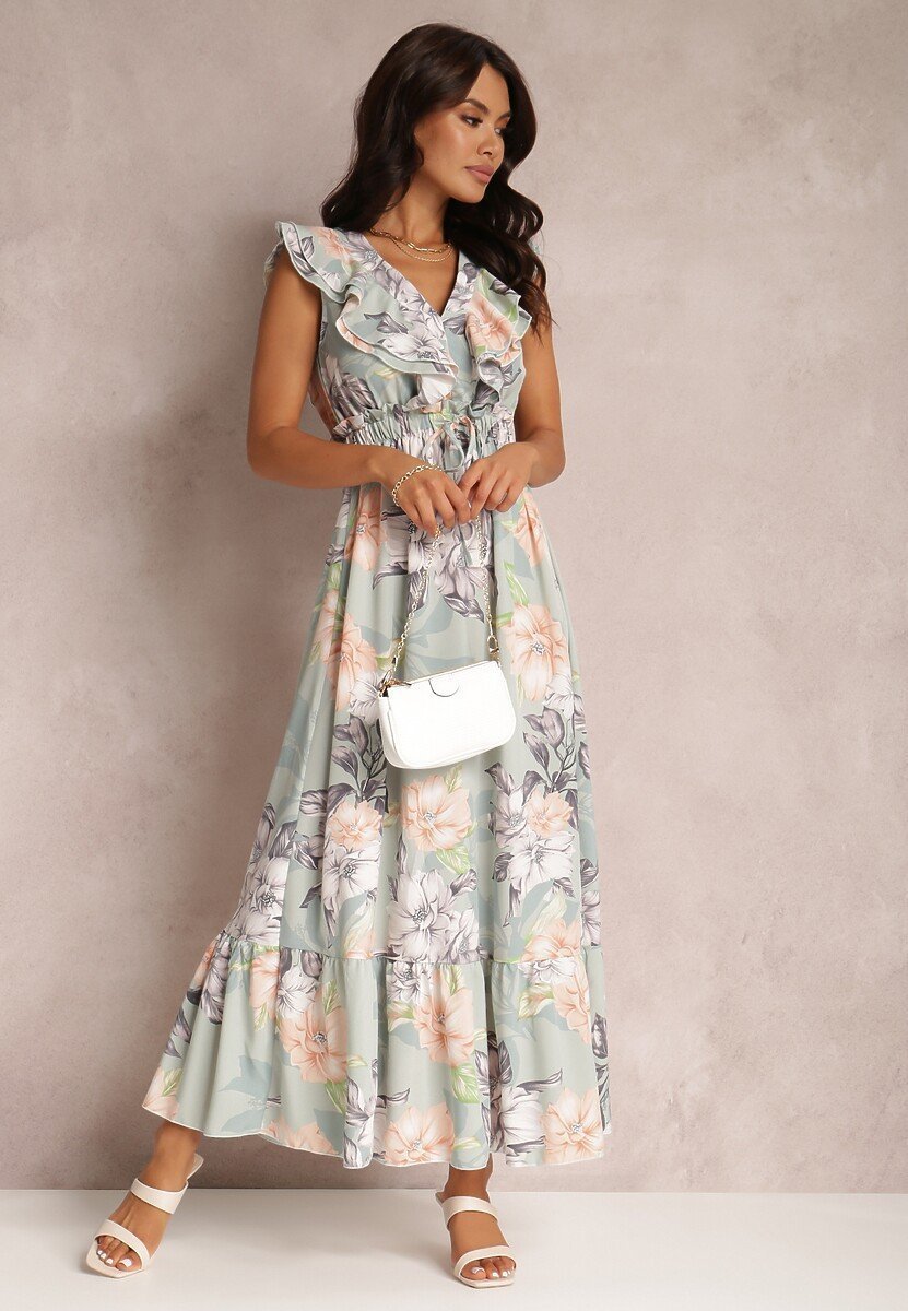 marjorie-printed-ruffle-v-neck-maxi-dress-sd00208011102-light-green-s-sunfere-304481 Marjorie Printed Ruffle V-neck Maxi Dress - Image 1