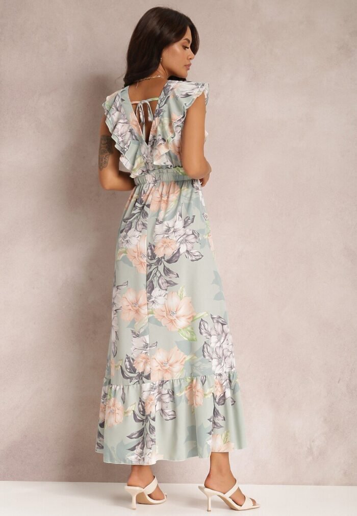 Marjorie Printed Ruffle V-neck Maxi Dress - Image 3