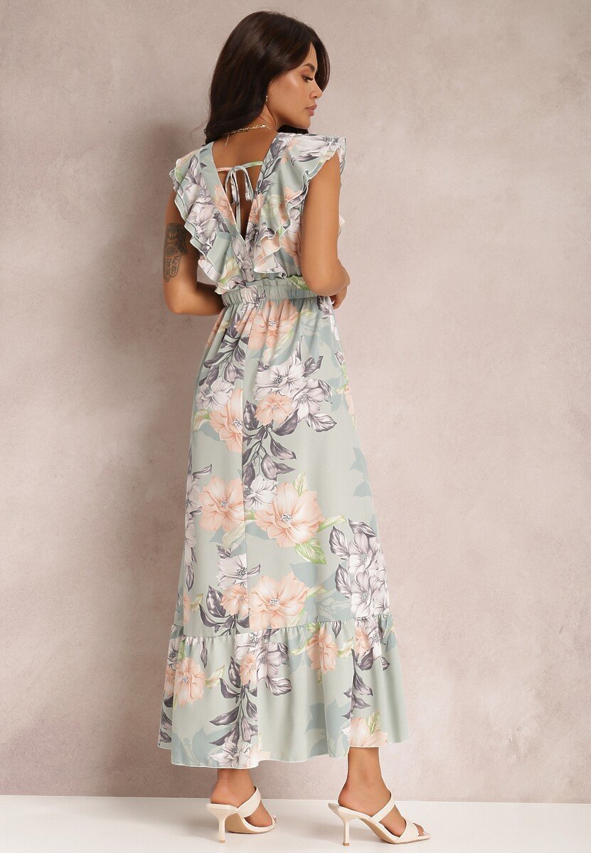 marjorie-printed-ruffle-v-neck-maxi-dress-sd00208011102-light-green-s-sunfere-564395 Marjorie Printed Ruffle V-neck Maxi Dress - Image 3