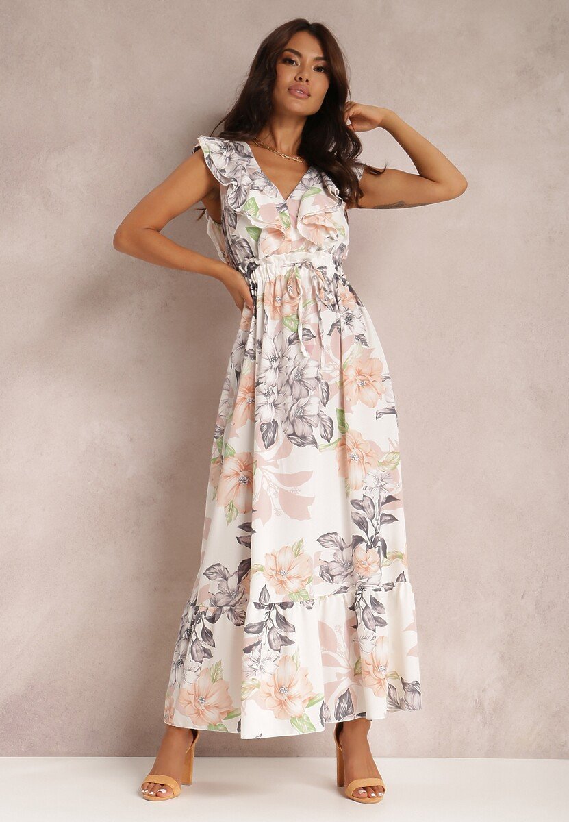 marjorie-printed-ruffle-v-neck-maxi-dress-sd00208011102-white-s-sunfere-319734 Marjorie Printed Ruffle V-neck Maxi Dress - Image 6