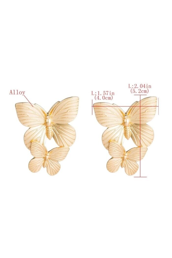 Metal Butterfly Drop Earrings - Image 4